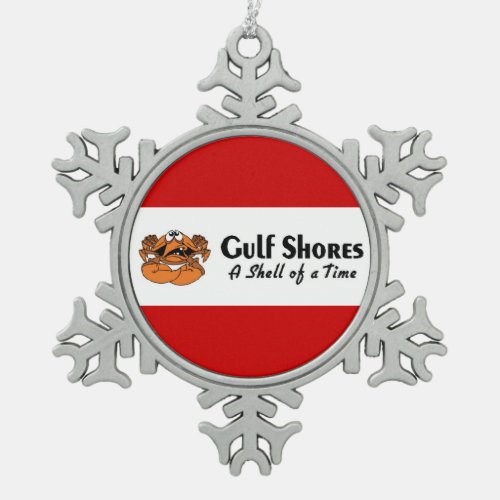 Gulf Shores Alabama Crab Snowflake Pewter Christmas Ornament