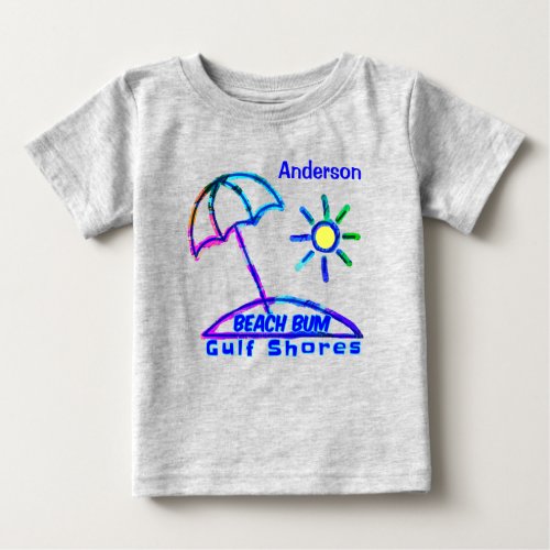 Gulf Shores Alabama Finger Paint Beach Umbrella Baby T_Shirt