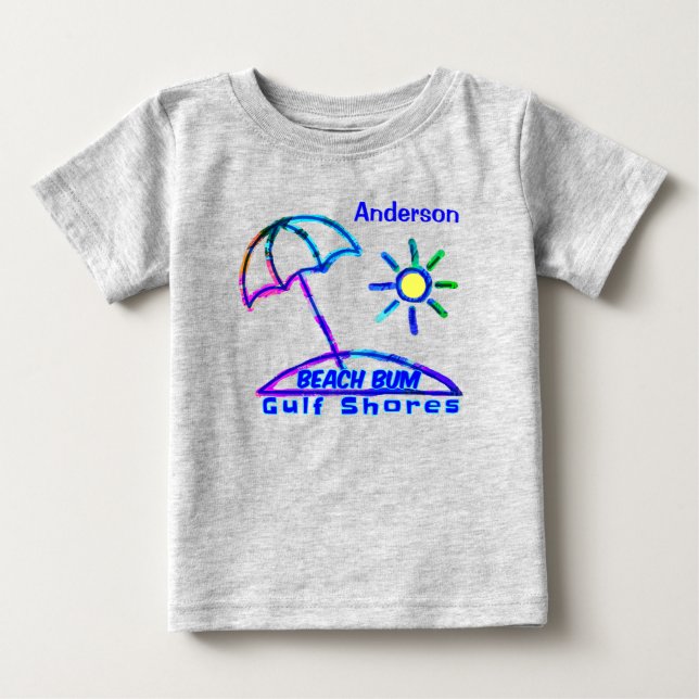 Gulf Shores, Alabama Finger Paint Beach Umbrella Baby T-Shirt (Front)