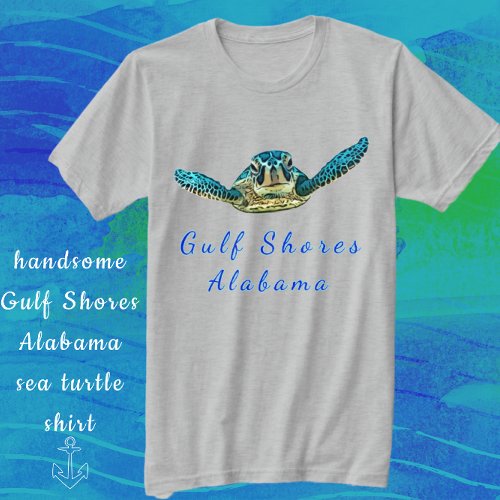 Gulf Shores Alabama Handsome Sea Turtle T_Shirt