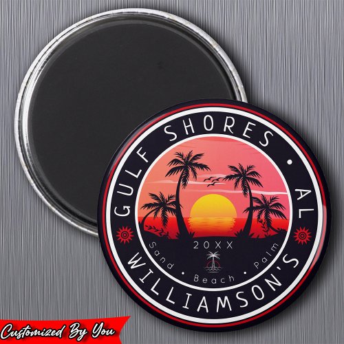 Gulf Shores Alabama Retro Sunset Souvenirs 80s Magnet