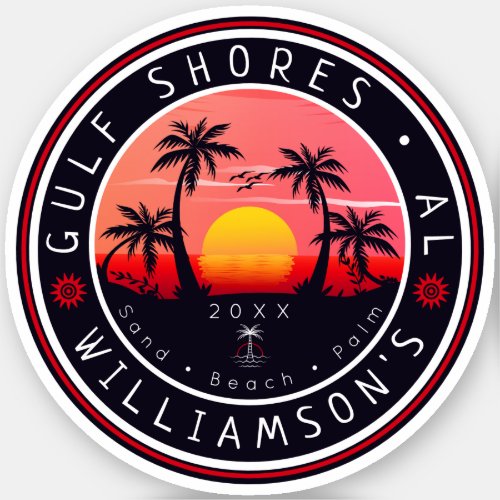 Gulf Shores Alabama Retro Sunset Souvenirs 80s Sticker