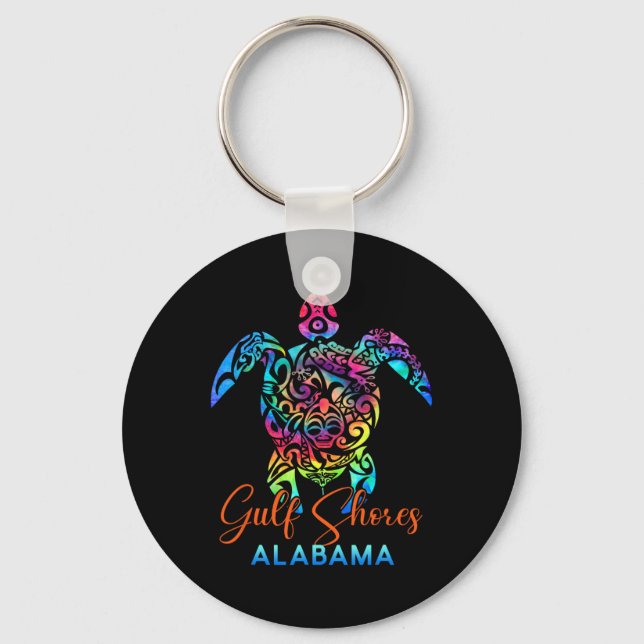 Gulf Shores Alabama Sea Turtle Family Vacation Sum Keychain (Front)