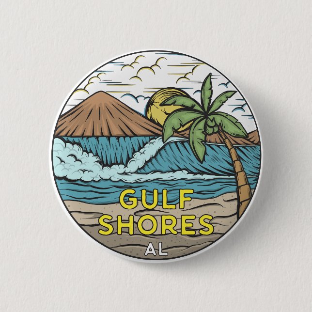 Gulf Shores Alabama Vintage Button (Front)