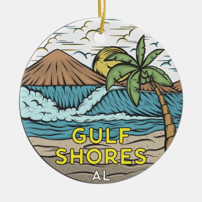 Gulf Shores Alabama Vintage Ceramic Ornament (Front)