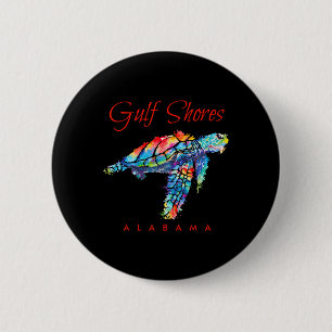 Gulf Shores Alabama Watercolor Sea Turtle Button
