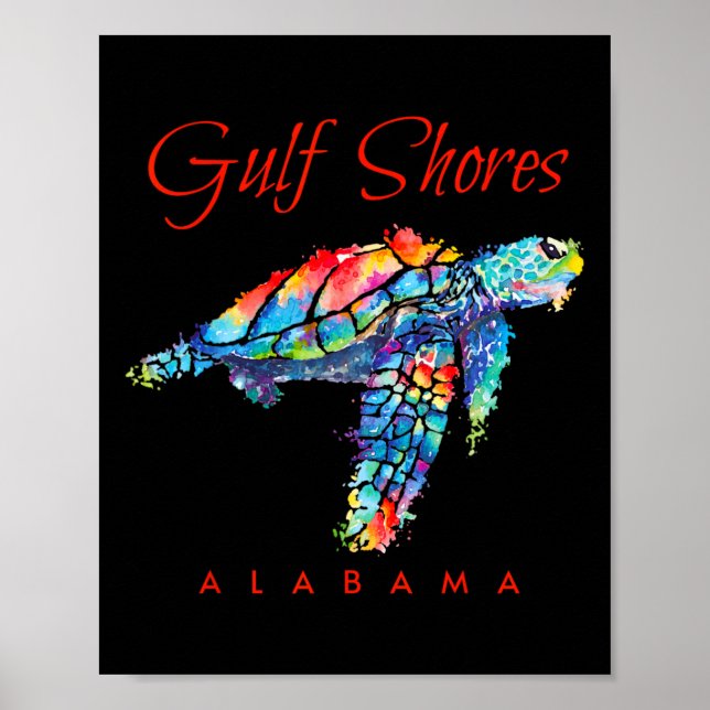 Gulf Shores Alabama Watercolor Sea Turtle  Poster (Front)
