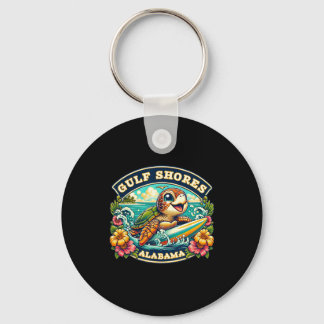 Gulf Shores Alabyma Cute Sea Turtle Surfing Keychain