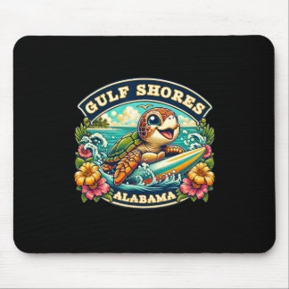 Gulf Shores Alabyma Cute Sea Turtle Surfing Mouse Pad