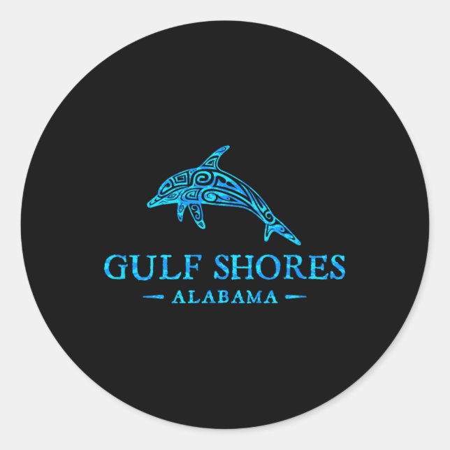 Gulf Shores Alabyma Retro Dolphin Boys Girls Toddl Classic Round Sticker (Front)