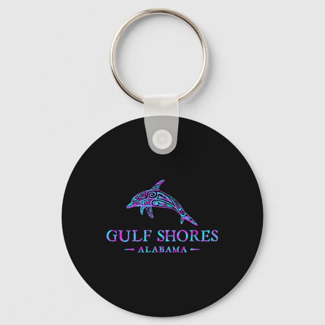 Gulf Shores Alabyma Retro Dolphin Boys Girls Toddl Keychain (Front)