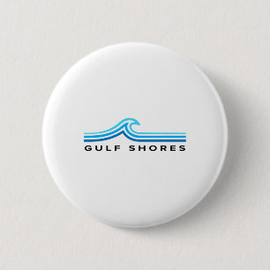 Gulf Shores Alama Souvenir Waves Vintage Mens Wome Button
