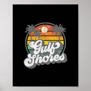 Gulf Shores Alama Vacation Palm Tree Retro Beach 7 Poster