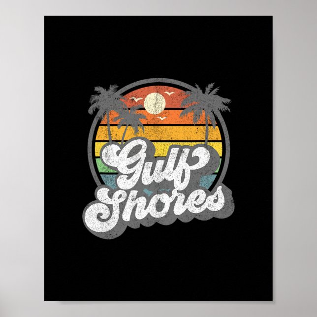 Gulf Shores Alama Vacation Palm Tree Retro Beach 7 Poster (Front)