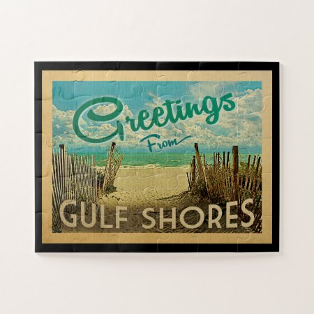 Gulf Shores Beach Vintage Travel Jigsaw Puzzle