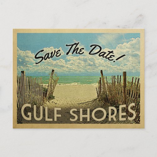 Gulf Shores Save The Date Vintage Beach Nautical Announcement Postcard