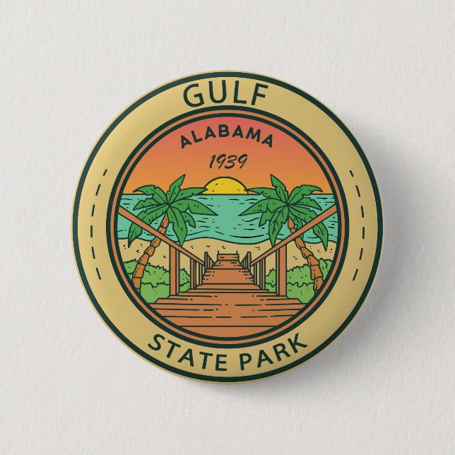 Gulf State Park Alabama Circle Badge Button (Front)