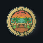 Gulf State Park Alabama Circle Badge Button<br><div class="desc">Gulf State Park artwork in a circle badge style design. The park is a public recreation area on the Gulf of Mexico in the city of Gulf Shores in southern Baldwin County,  Alabama.</div>