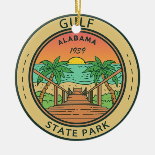 Gulf State Park Alabama Circle Badge Ceramic Ornament