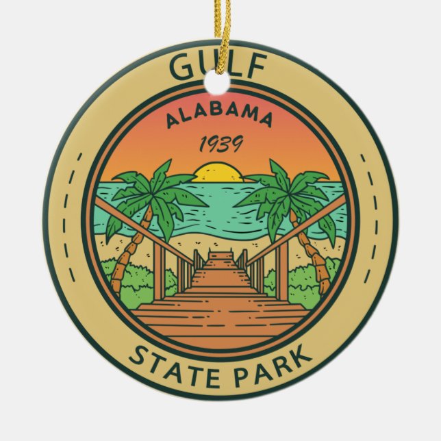 Gulf State Park Alabama Circle Badge Ceramic Ornament (Front)