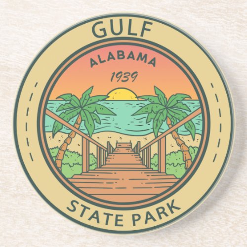 Gulf State Park Alabama Circle Badge Coaster