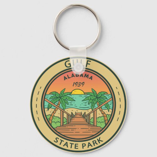 Gulf State Park Alabama Circle Badge Keychain