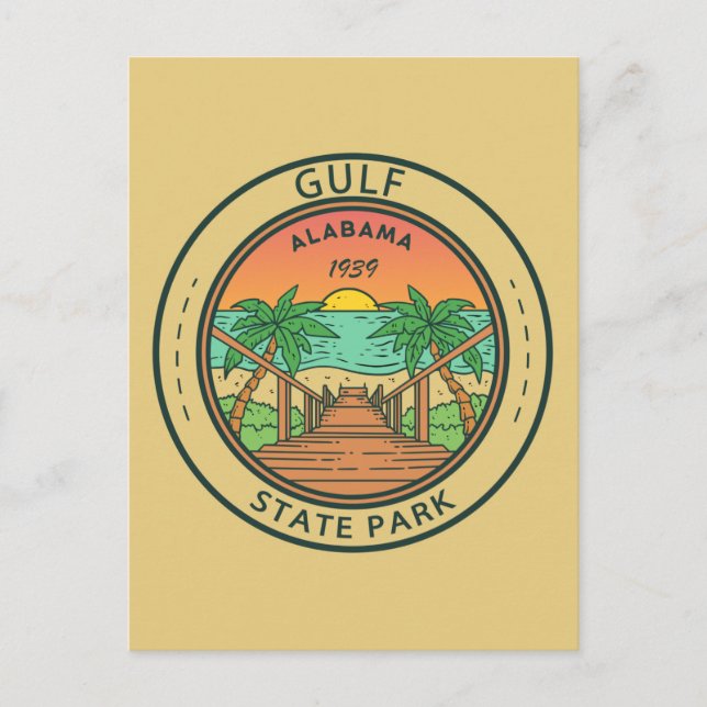Gulf State Park Alabama Circle Badge Postcard (Front)