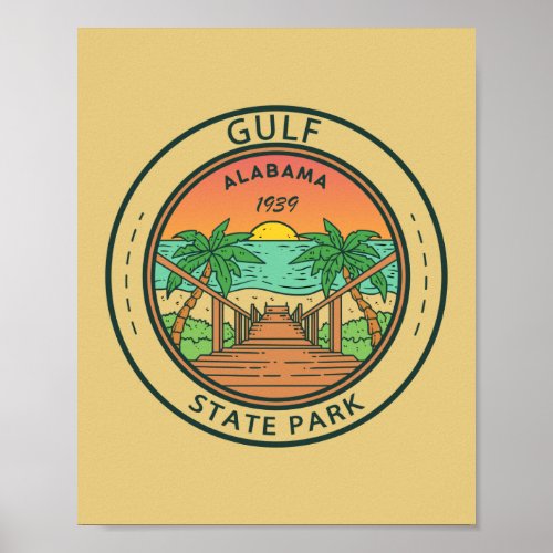 Gulf State Park Alabama Circle Badge Poster