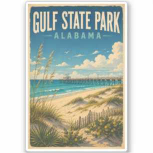 Gulf State Park Alabama Illustration Travel Art Sticker