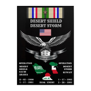 GULF WAR VETERAN 1 STAR ON RIBBON ACRYLIC PRINT