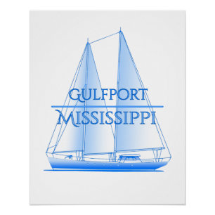 Gulfport Coastal Nautical Sailing Poster