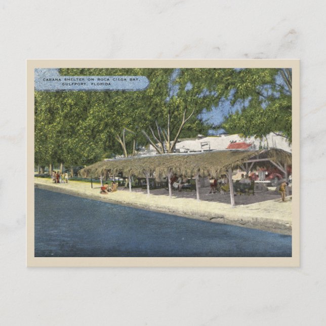 Gulfport, Florida Historic Cabana on Boca Ciega Postcard (Front)
