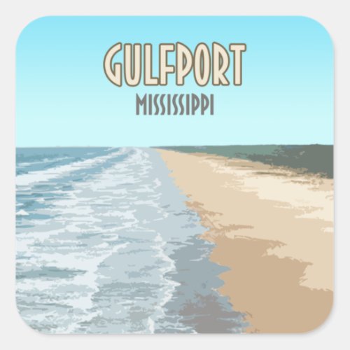 Gulfport Mississippi Beach Square Sticker