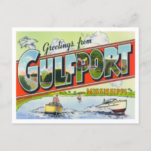 Gulfport, Mississippi Vintage Big Letters Postcard