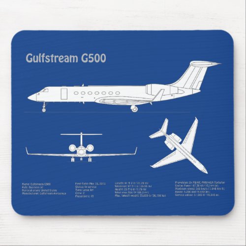 Gulfstream G500 _ Airplane Blueprint Plans ABD Mouse Pad