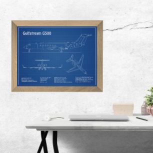 Gulfstream G500 - Airplane Blueprint Plans AD Photo Print