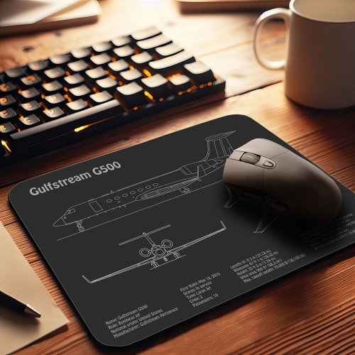 Gulfstream G500 _ Airplane Blueprint Plans PD Mouse Pad