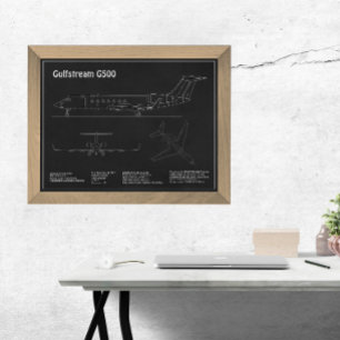 Gulfstream G500 - Airplane Blueprint Plans PD Photo Print