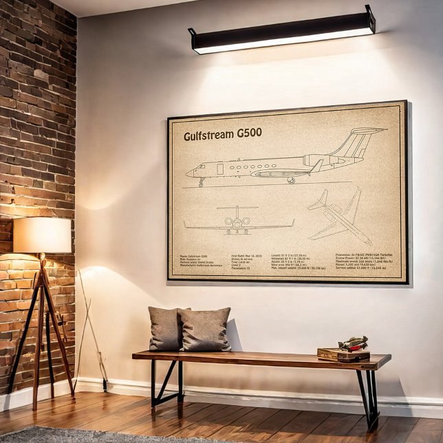Gulfstream G500 - Airplane Blueprint Plans SD Poster (Creator Uploaded)
