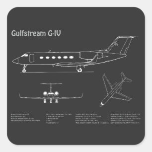 Gulfstream G-IV - Airplane Blueprint Plans PD Square Sticker