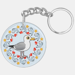 Herring Gull Circle of Love Circle Keychain (double-sided)