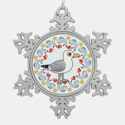Herring Gull Circle of Love Pewter Snowflake Ornament