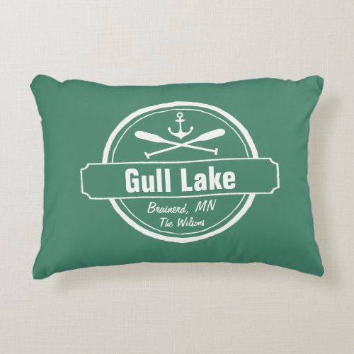 Gull Lake Minnesota anchor paddles town and name Decorative Pillow