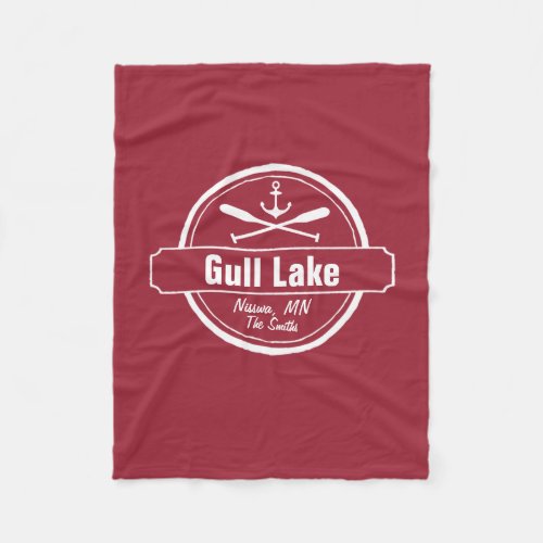 Gull Lake Minnesota anchor paddles town and name Fleece Blanket