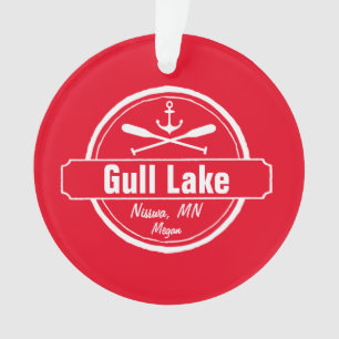 Gull Lake Minnesota anchor, paddles town and name Ornament
