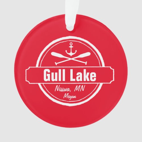 Gull Lake Minnesota anchor paddles town and name Ornament