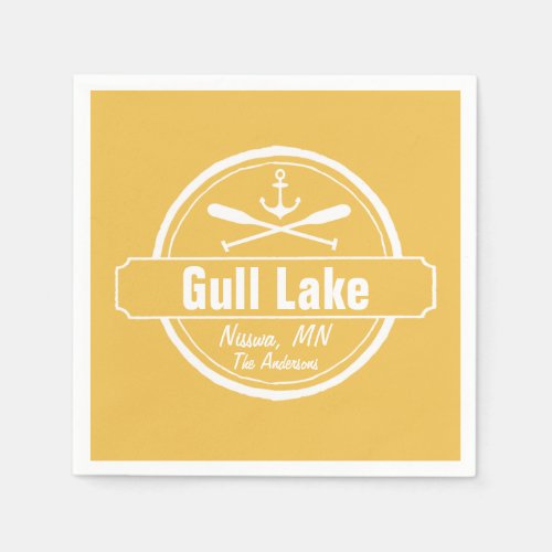 Gull Lake Minnesota anchor paddles town and name Paper Napkins