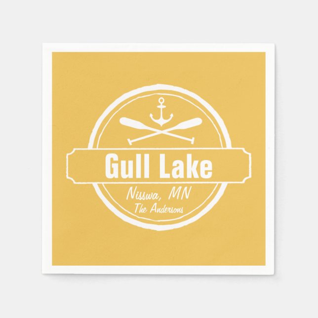 Gull Lake Minnesota anchor, paddles town and name Paper Napkins (Front)
