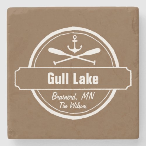 Gull Lake Minnesota anchor paddles town and name Stone Coaster