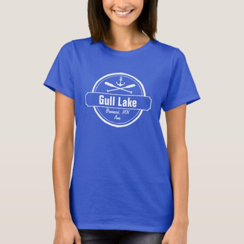 Gull Lake Minnesota anchor paddles town and name T_Shirt